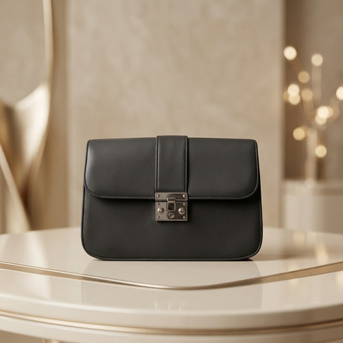 Classic Tan  PU Leather Crossbody Bag with Metallic Lock CR_097