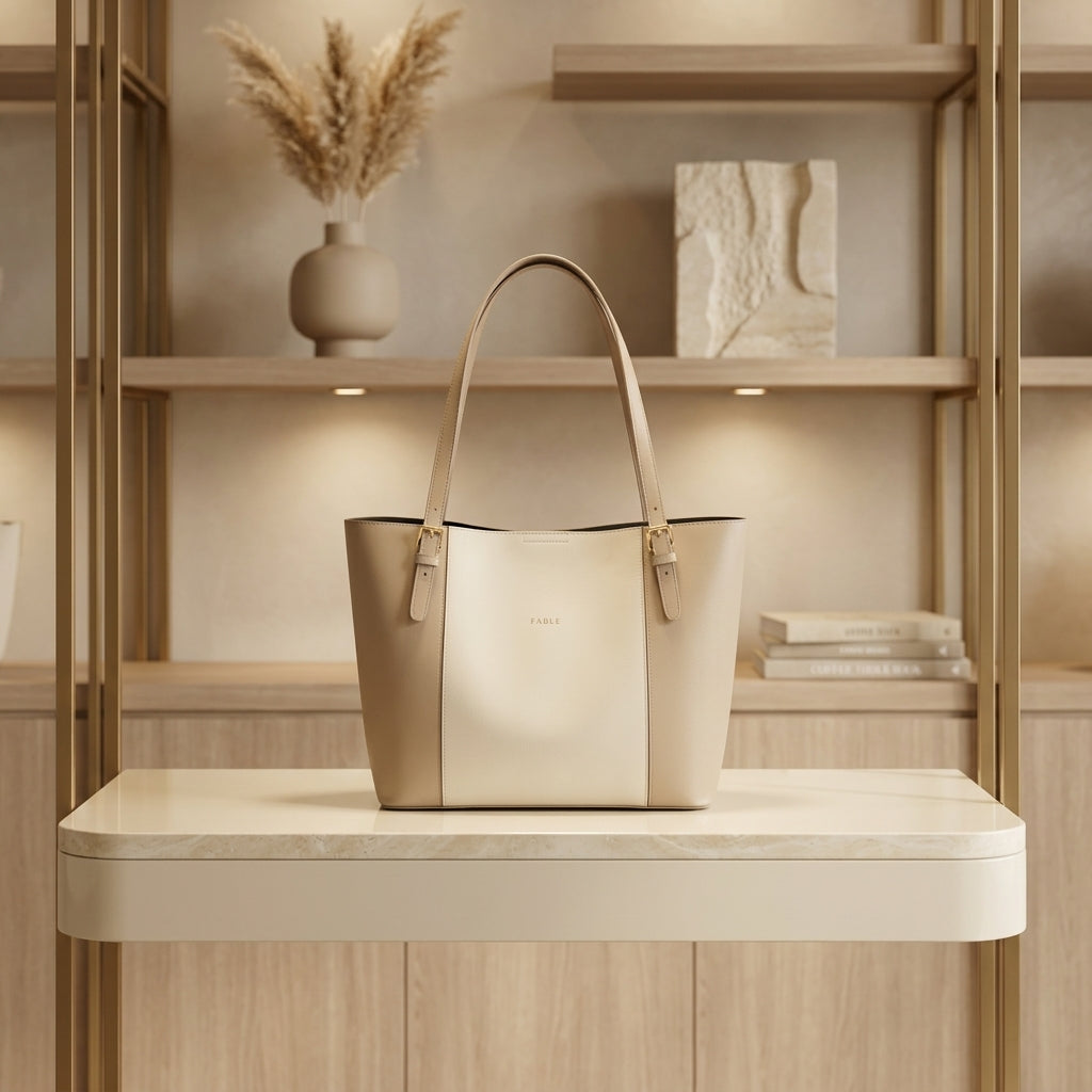 Sophisticated Two-Tone Structured Shoulder Bag CR-059
