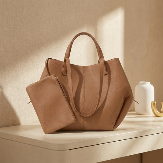 Spacious Tan Fox-Leather Everyday Shoulder Bag CR-048