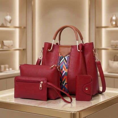 Women's Handbags 4-Piece Set with Zipper Closure CR-003