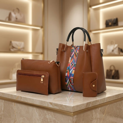 Women's Handbags 4-Piece Set with Zipper Closure CR-003