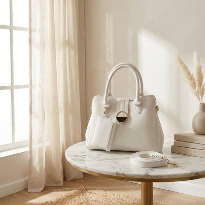 Luxury Smooth Ladies hand Bag With mini Pouch CR-155