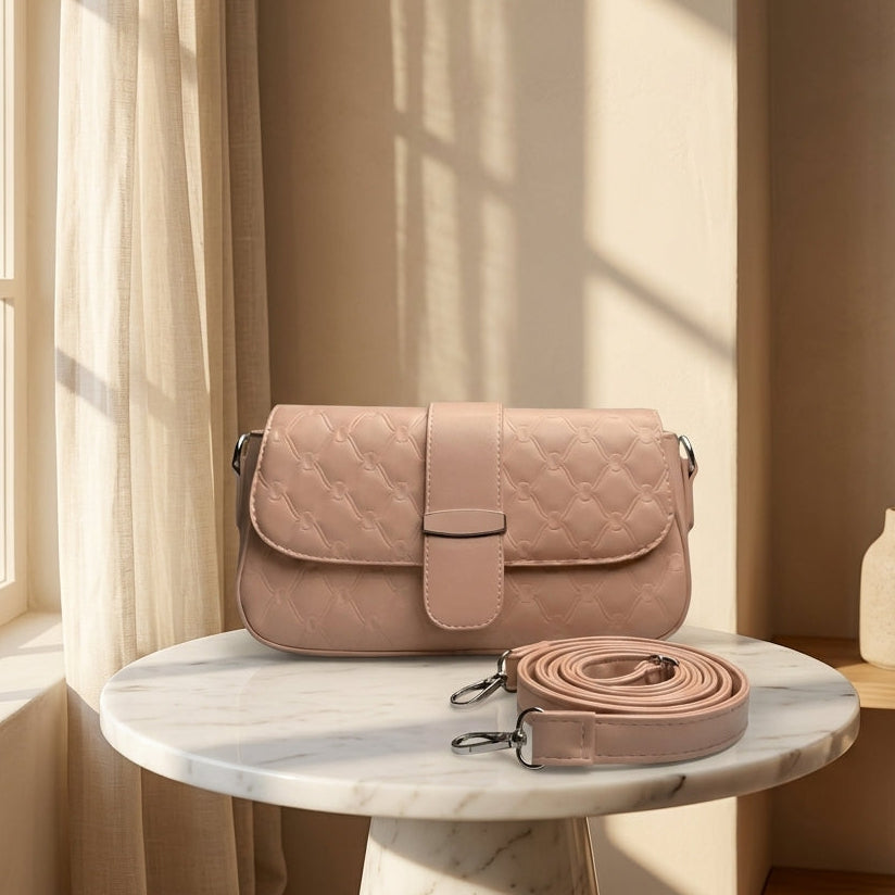 Luxury Quilted Ladies Shoulder Bag Metallic Bar CR-140