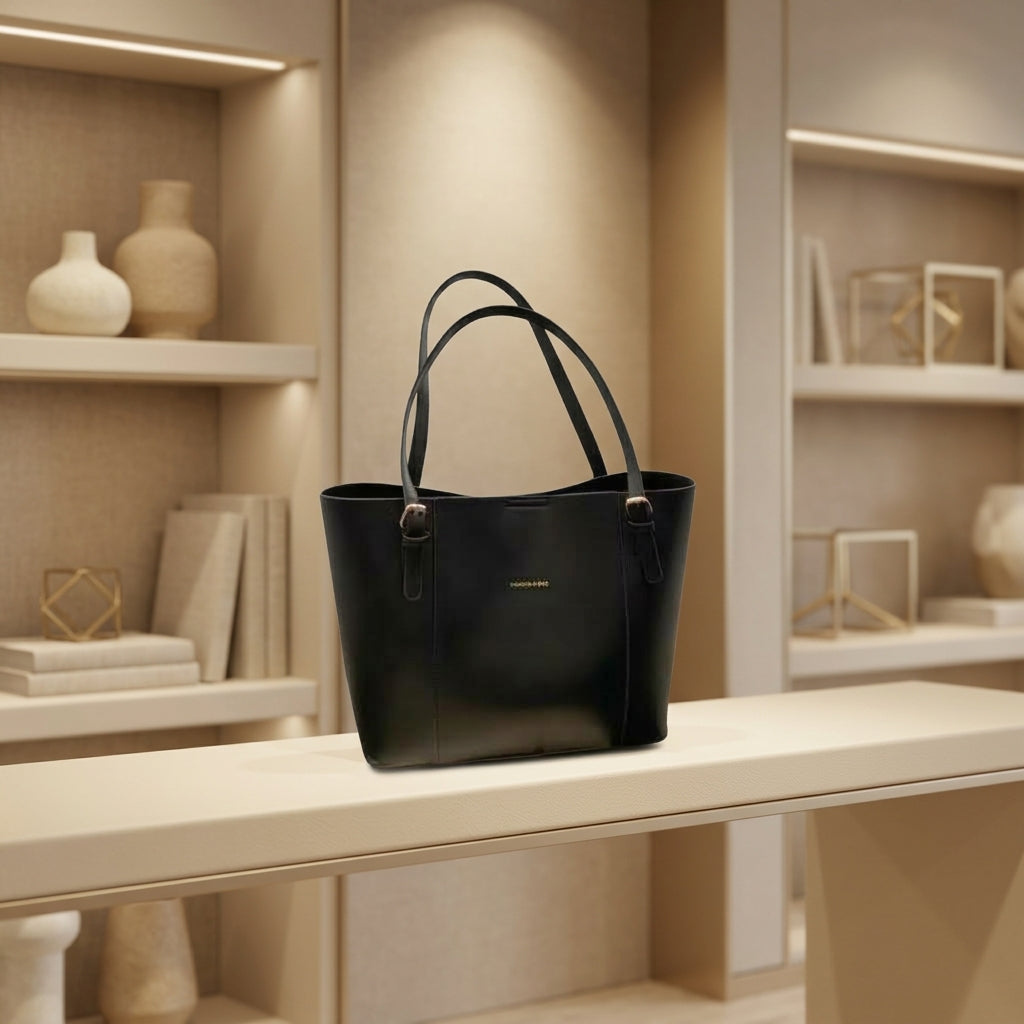 Sophisticated Two-Tone Structured Shoulder Bag CR-059