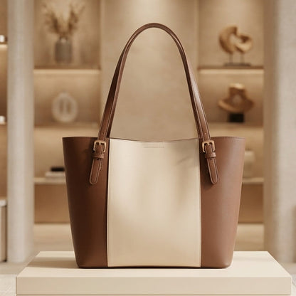 Sophisticated Two-Tone Structured Shoulder Bag CR-059