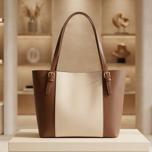 Sophisticated Two-Tone Structured Shoulder Bag CR-059